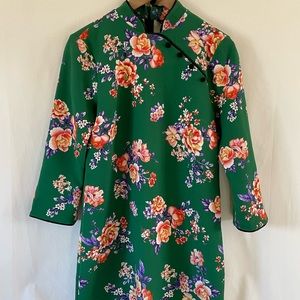 Zara Woman Green Floral Print Mini Dress Size Medium
